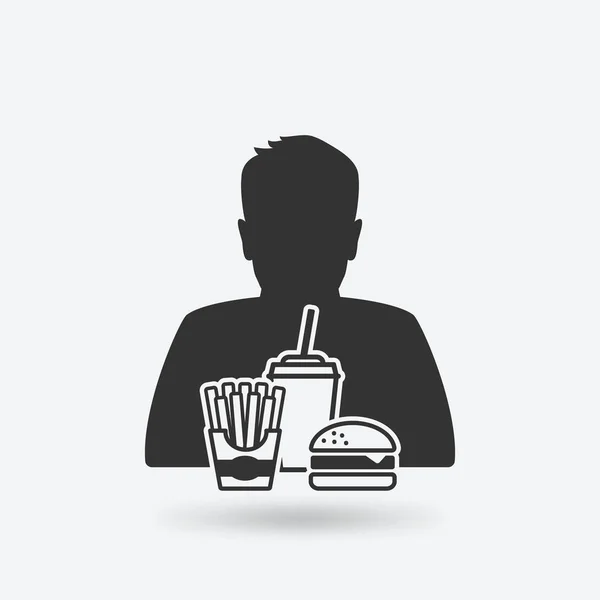 Adolescente menino com fast food — Vetor de Stock