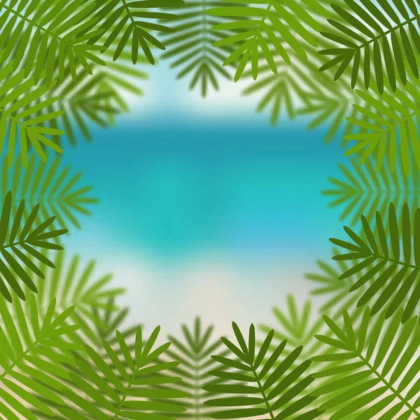 Palmblätter auf dem Hintergrund mit Meerblick — Stockvektor