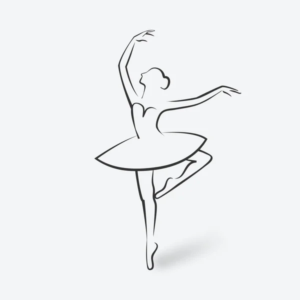 Bosquejo postura ballet. símbolo de estudio de baile — Vector de stock
