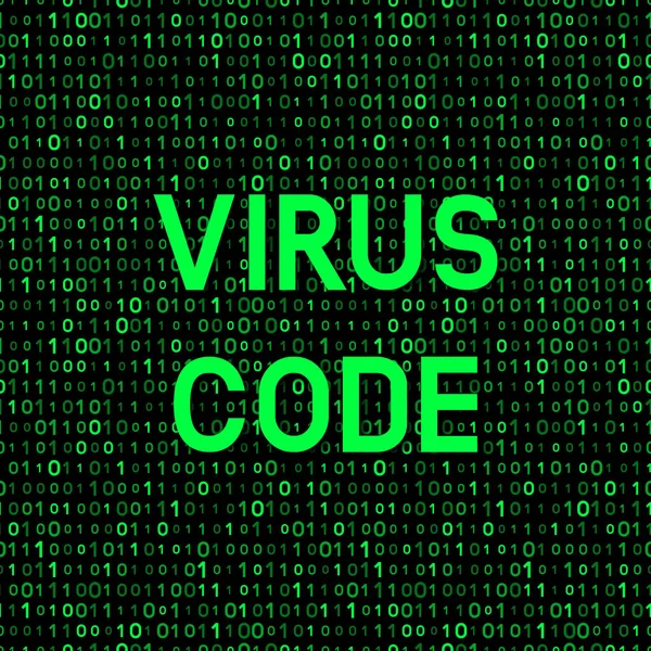 Virus informatico su sfondo di codice binario — Vettoriale Stock