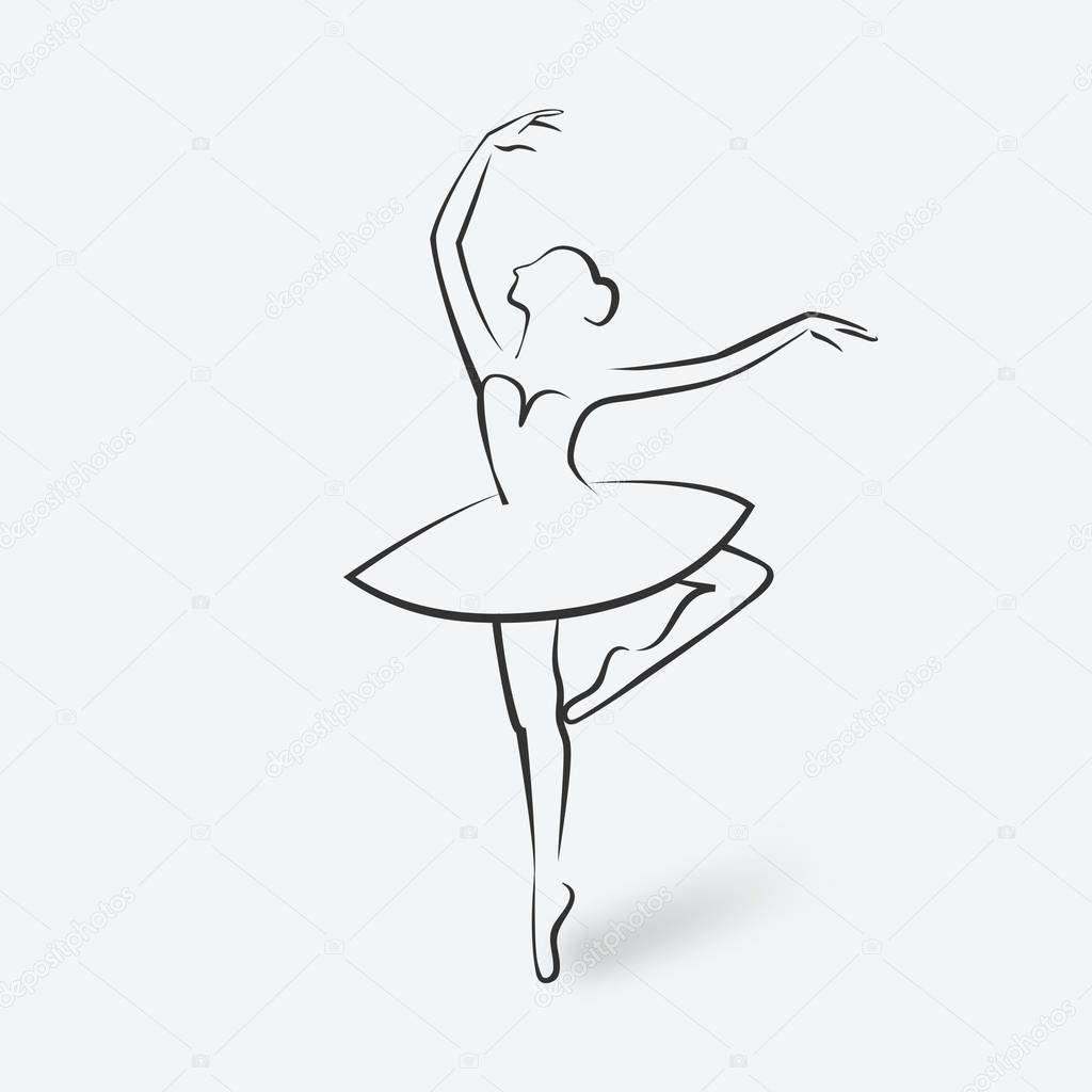 sketch ballet posture. dancing studio symbol