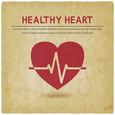 Sağlıklı kalp kardiyogram sembolü eski arkaplan