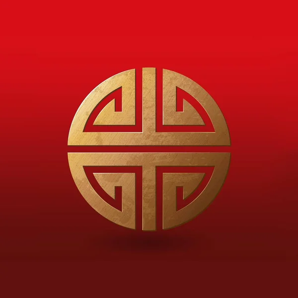 Golden Chinese symbol Shou on red background — Stock Vector