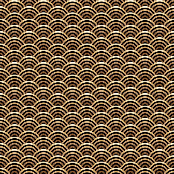 Japanische goldene Schuppen nahtloses Muster — Stockvektor