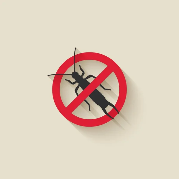 Earwig silhouette. Pest icon stop sign — Stock Vector