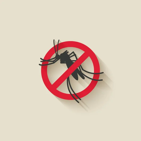 Mückensilhouette. Schädlingssymbol Stoppschild — Stockvektor