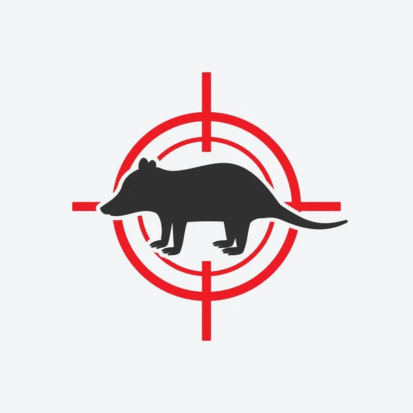 Opossum silhouette. Animal pest icon red target — Stock Vector