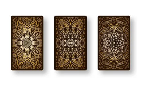 Floral stylized golden pattern. Collection back side of cards — ストックベクタ