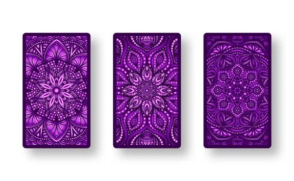 Floral stylized purple pattern. Collection back side of cards — ストックベクタ