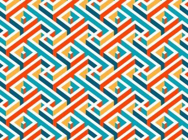 Çoklu renkli geometrik labirent dikişsiz desen