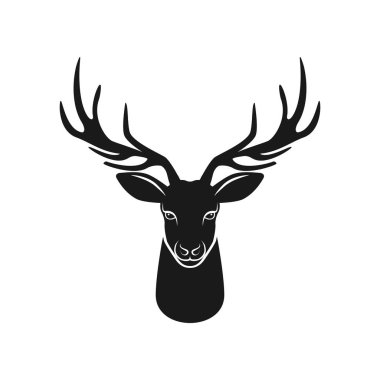 Geyiği siluet beyaz arka plan üzerinde kafa.