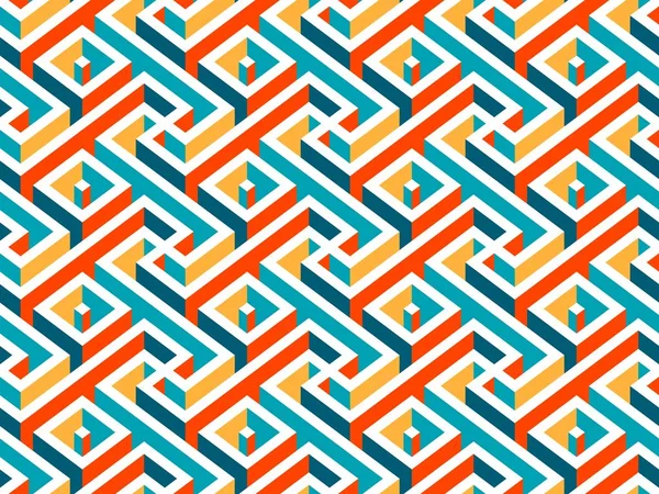 Multicolor geometrische Labyrinth nahtlose Muster — Stockvektor