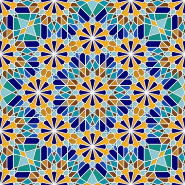 Multicolor traditional arabic seamless pattern