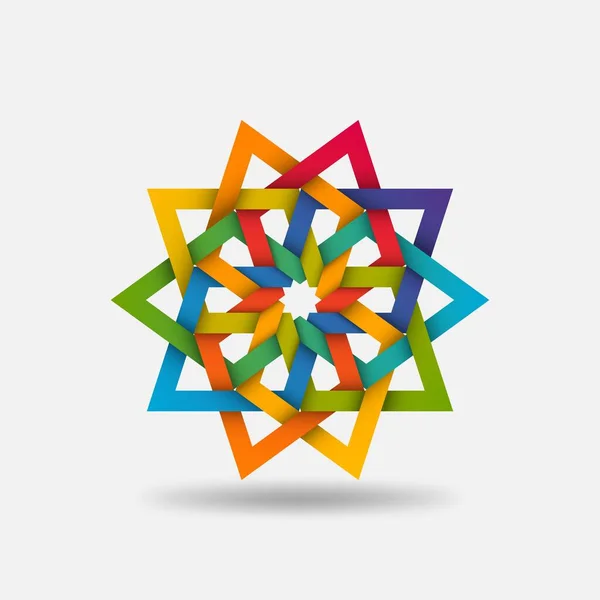 Arabic geometric multicolor circular pattern — Stockvektor