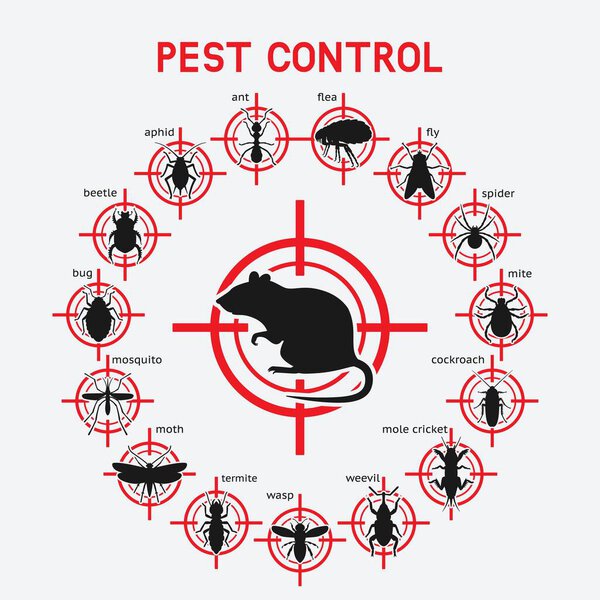 Pest Control иконки, установленные на красную цель
