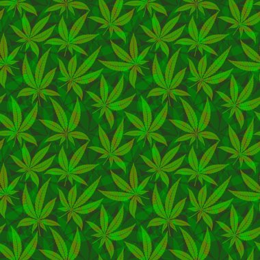Green cannabis leaf seamless pattern
