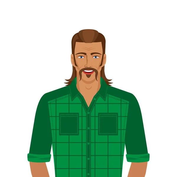 Handsome man with mullet hairstyle — Stock Vector