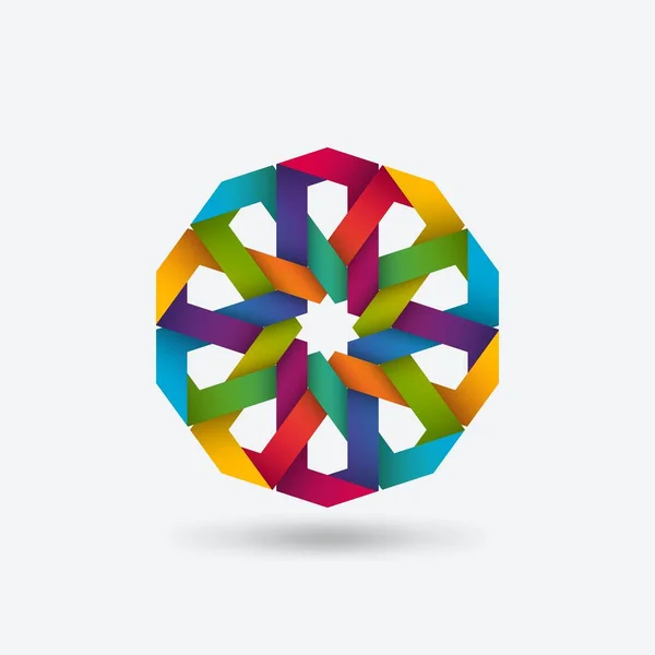 Symbole circulaire géométrique multicolore — Image vectorielle
