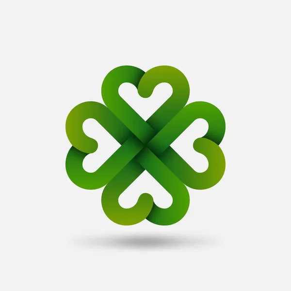 Green Four-leaf Lucky clover symbol — Stockový vektor