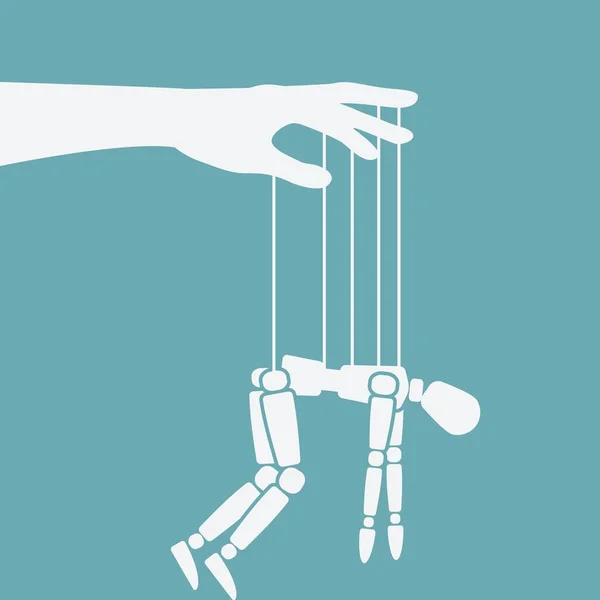Puppet marionett på rep. Begreppet kroniskt trötthetssyndrom — Stock vektor
