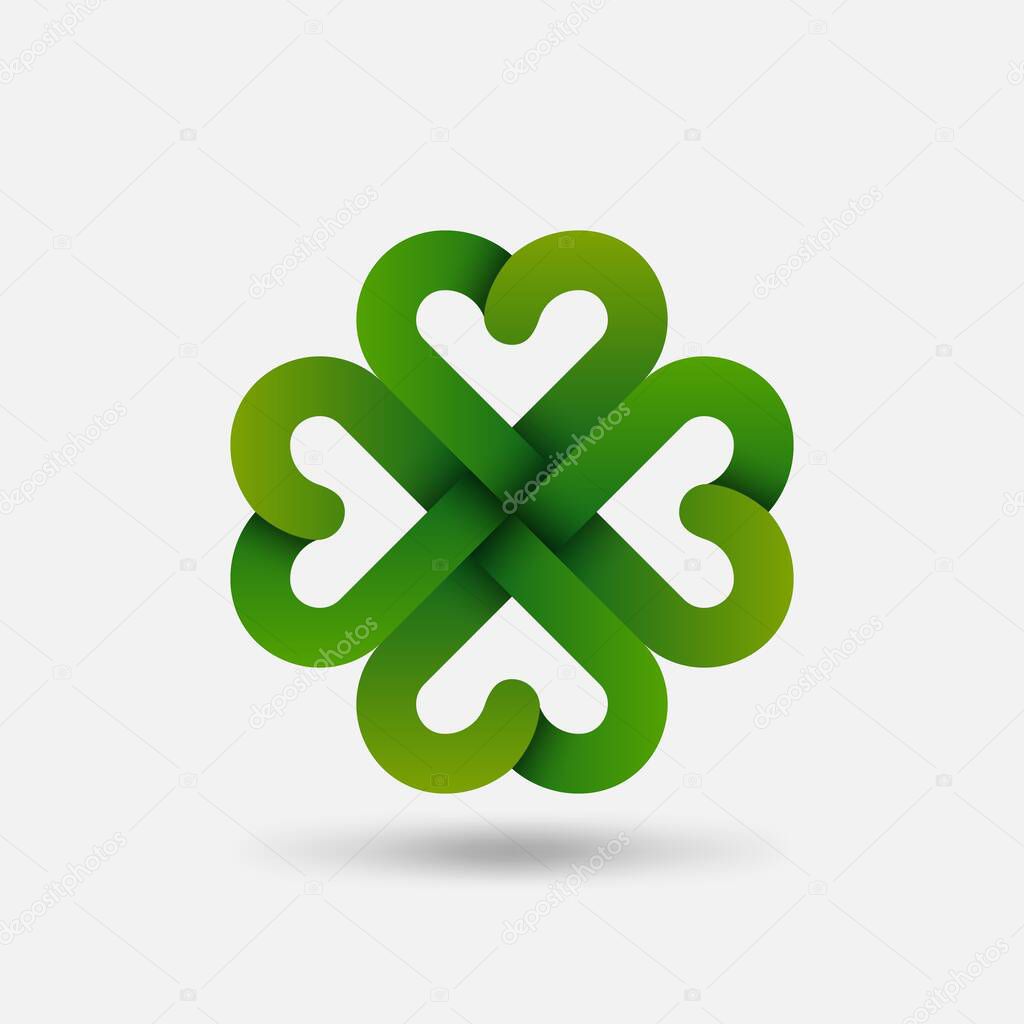 Green Four-leaf Lucky clover symbol