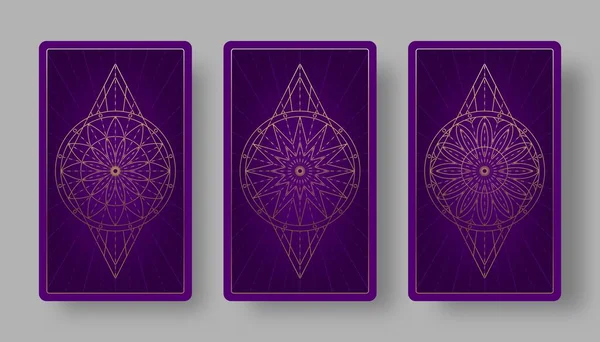 Conjunto trasero de cartas del tarot con patrón floral estilizado — Archivo Imágenes Vectoriales