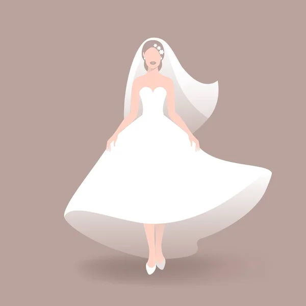 Pengantin dalam gaun pengantin dan kerudung - Stok Vektor
