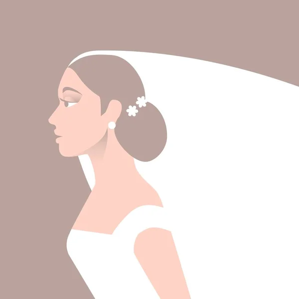 Bride in wedding dress and veil — Stock Vector