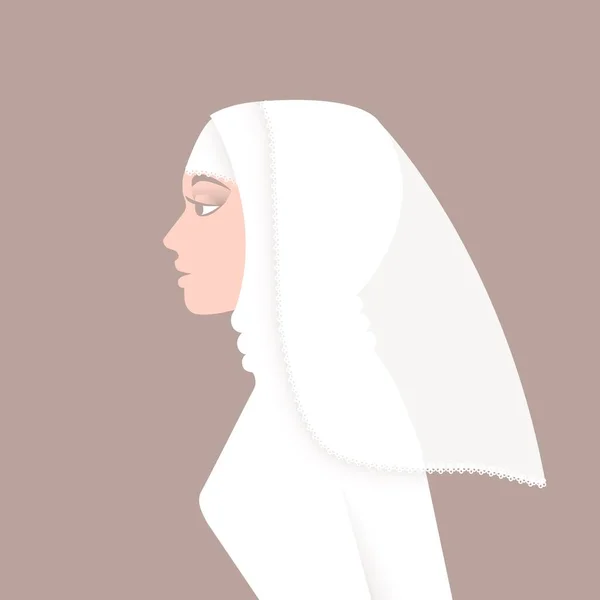 Muslimische Braut in Brautkleid und Schleier — Stockvektor