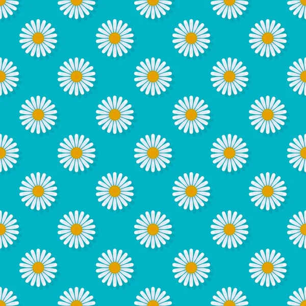 Daisies on blue background seamless pattern — Stock Vector