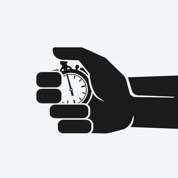 Compte à rebours. Chronomètre à la main sur fond blanc — Image vectorielle