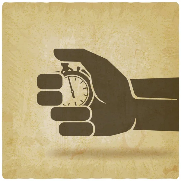 Compte à rebours. Chronomètre à la main sur fond vintage — Image vectorielle