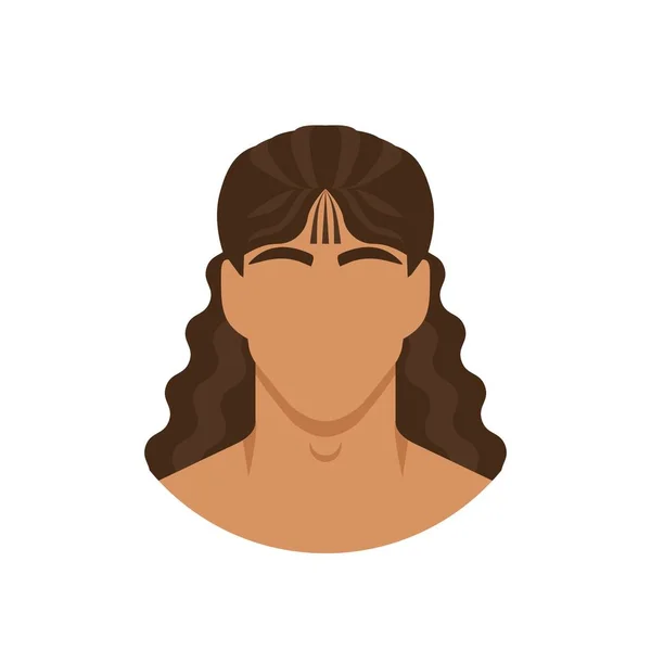 Wajah manusia dengan rambut keriting panjang - Stok Vektor
