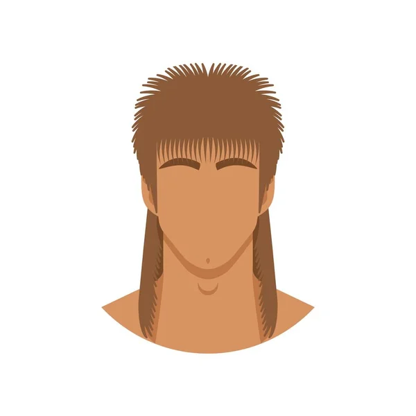 Rosto do homem com corte de cabelo mullet — Vetor de Stock