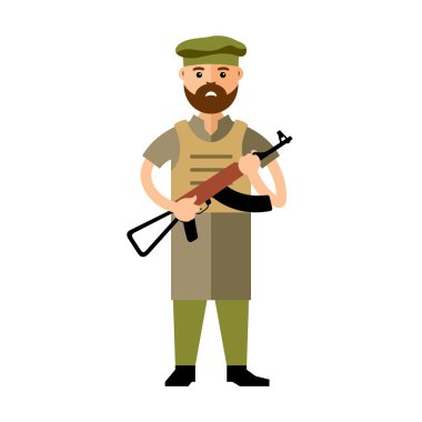 Vektör Afganistan ordu. Düz stil renkli karikatür resimde.