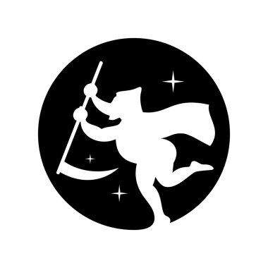 Cadılar Bayramı ölüm amblemi çizgi film illüstrasyon vektör.