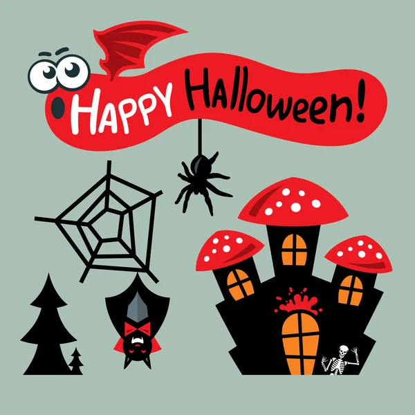 Vector Happy Halloween Concept Cartoon Illustration. — Stock Vector