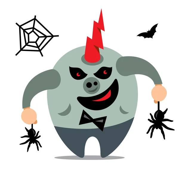 Halloween Monster, Catcher spiders Vector Cartoon Illustration. — Stock Vector