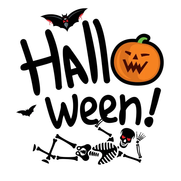 Vector Halloween Skeleton Cartoon Illustration . — стоковый вектор