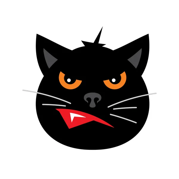 Illustration de dessin animé de chat noir fou d'Halloween vectoriel . — Image vectorielle