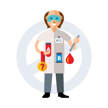 Doping testi. Düz stil renkli vektör karikatür resimde.
