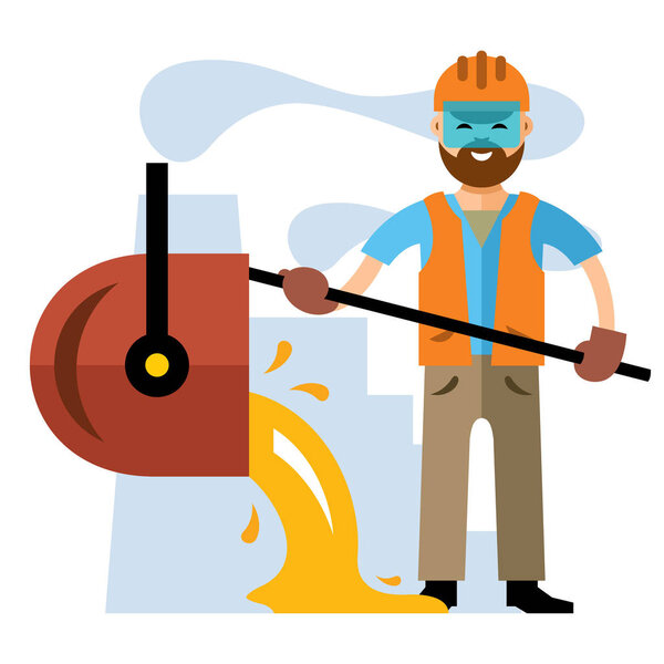 Vector Metallurgical industry. Flat style colorful Cartoon illustration