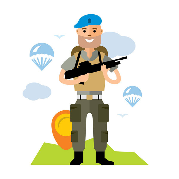 Vector Airborne troops. Flat style colorful Cartoon illustration.