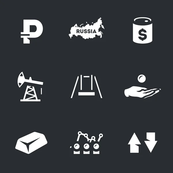 Conjunto de iconos vectoriales de la industria petrolera rusa y la economía . — Vector de stock