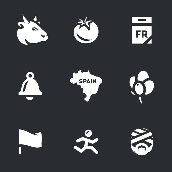 Conjunto de iconos vectoriales de toros de carrera en España . — Vector de stock