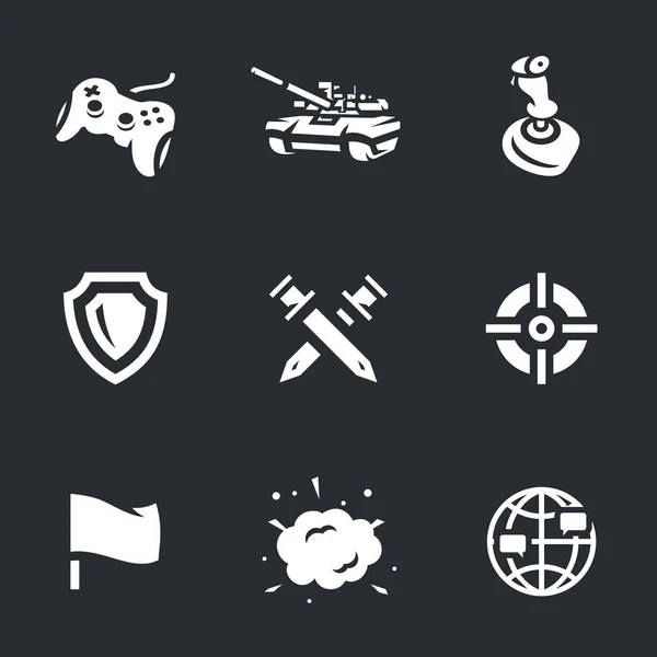 Vektor-Symbole Set von Tank-Videospielen. — Stockvektor