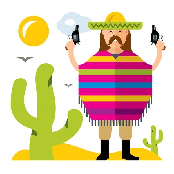 Wektor Zbrodnia w Meksyku. Płaski kolorowy ilustracja kreskówka. — Wektor stockowy