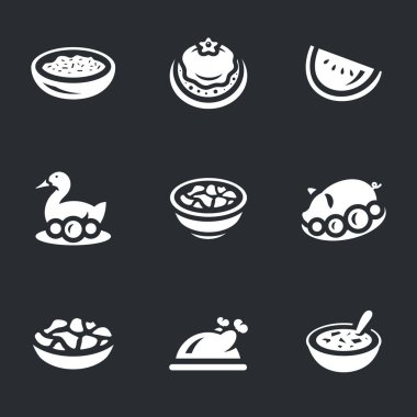 Farklı gıda simgeler vektör kümesi.