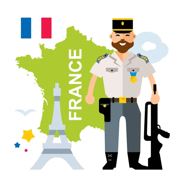 Vektor Frankrike-politiet. Fargefull illustrasjon i flat stil . – stockvektor