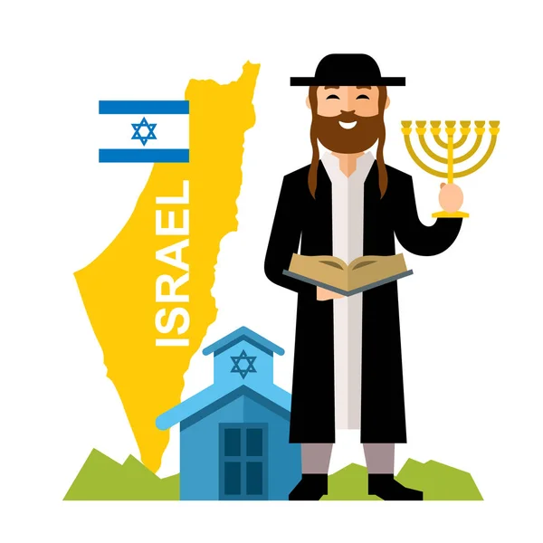 Vector Israel Country Concept. Estilo plano colorido Desenhos animados ilustração . — Vetor de Stock